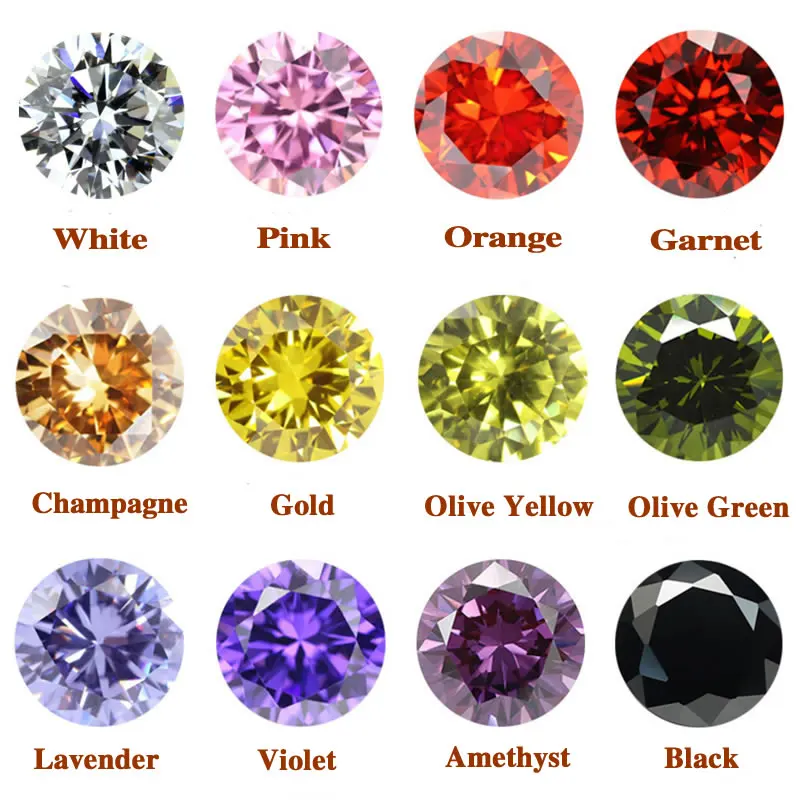 1000pcs/bag AAAAA Grade Various Color 0.8~2.75mm Zirconia Gems Beads Round Cut Cubic Zircon Stones For Jewelry Making