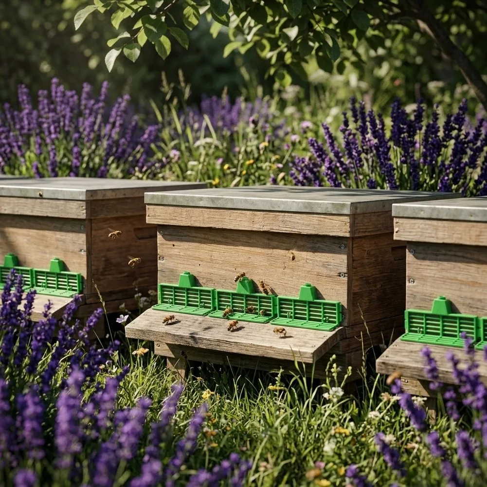Double Layer For Beekeeping Door Frame PP Green - Queen Excluder Barrier 14x3x1.45cm Compatible with Standard Beehives