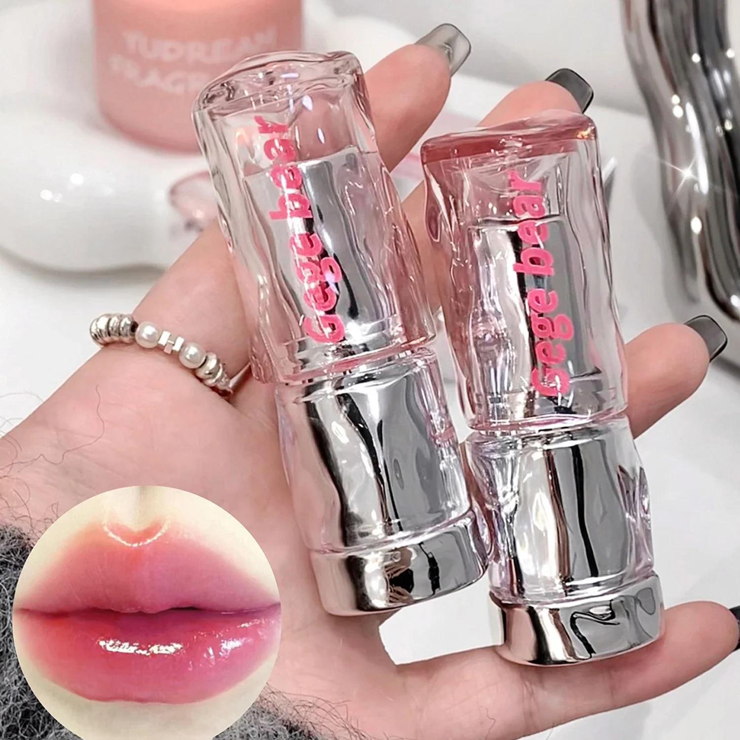 Ice Cubes Solid Lipstick Water Light Moisturizing Lip Gloss Mirror Red Brown Clear Lastinig Lips Tint Natural Nude Pink Cosmetic