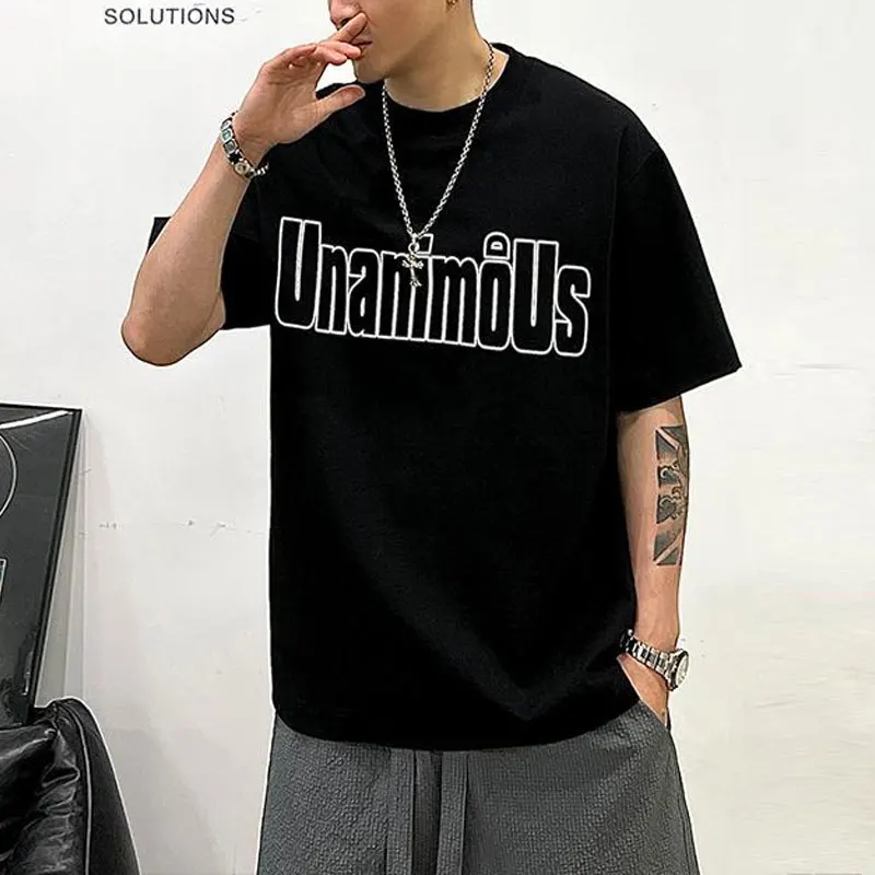 

Stylish Letter Printed Pullovers American Men's Clothing Young Style O-Neck Summer Casual Loose Vintage Short Sleeve T-shirts