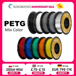 KINGROON PETG 3D-printerfilament 1,75 mm 5 kg 10 kg Mix kleur 3D-printmateriaal 1 kg / rol petg Plastic voor FDM 3dprinter