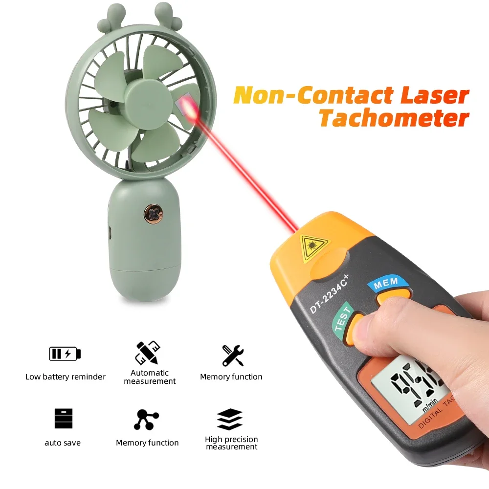 DT-2234C+ Non-Contact Tachometer Laser Speed Meter Digital Tachometer Handheld Photoelectric Tachometer