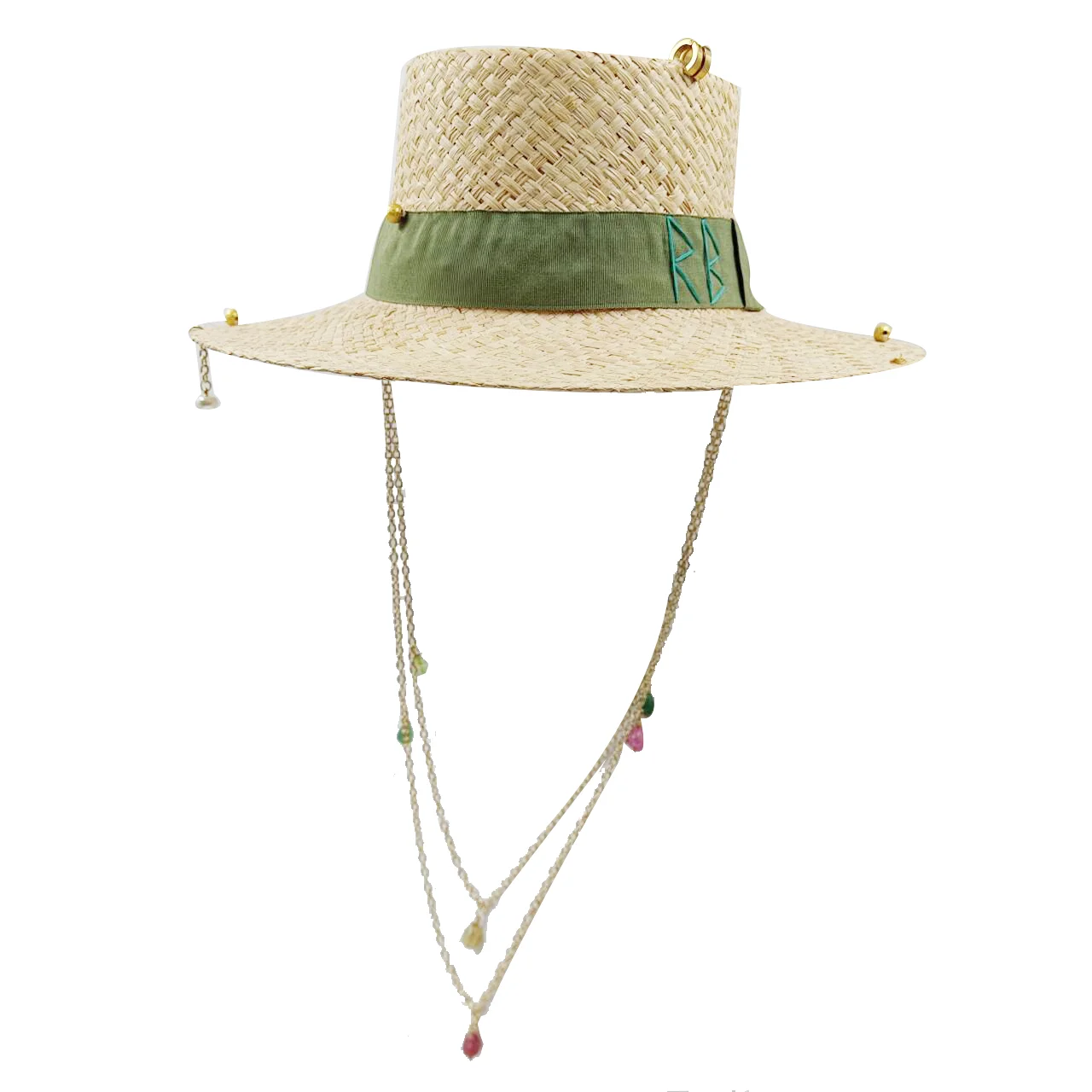 

2024 New Straw Hat Pearl Chain DIY Personalized Jazz Hat Sun Hat New Letter Hat Beach Hat Men's and Women's Punk Hat Candy Color