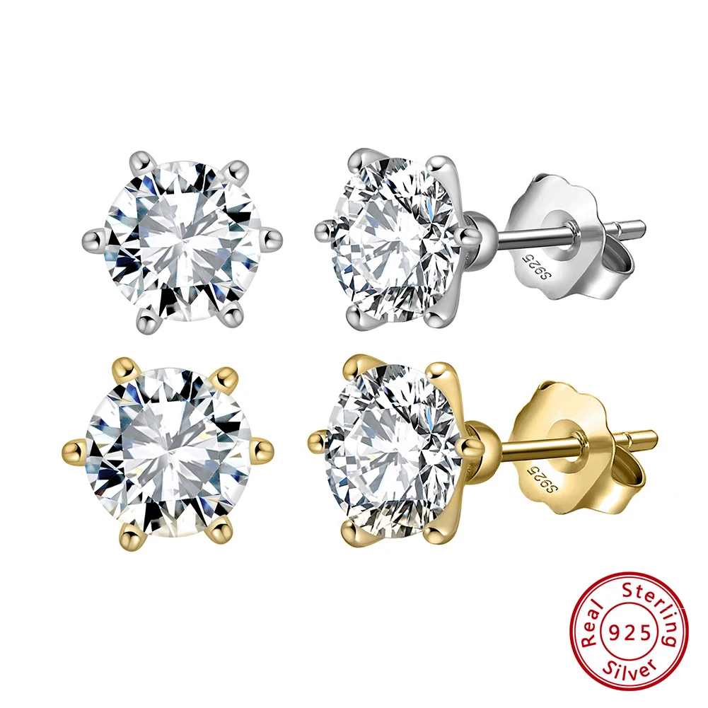 

Moissanite Earrings 1-4ct Round Moissanite with Certificate 100% Passed Diamond Test S925 Silk Jewelry Gift