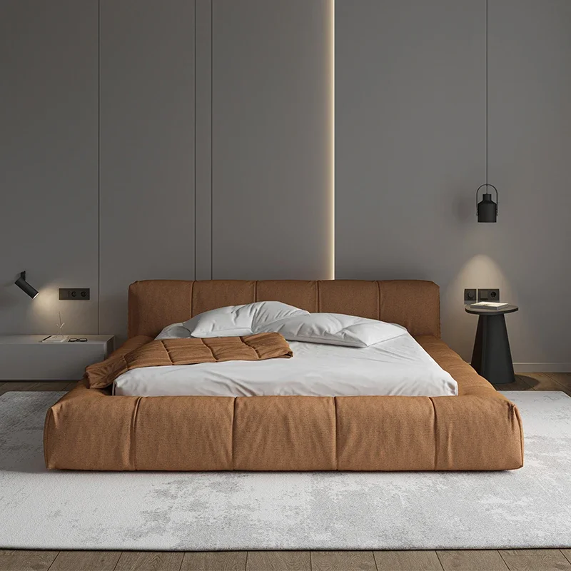 p*-p*-Italian minimalist fabric Double bed frames king size headboard Master 150x200cm bed twin matrimonial bedroom furniture