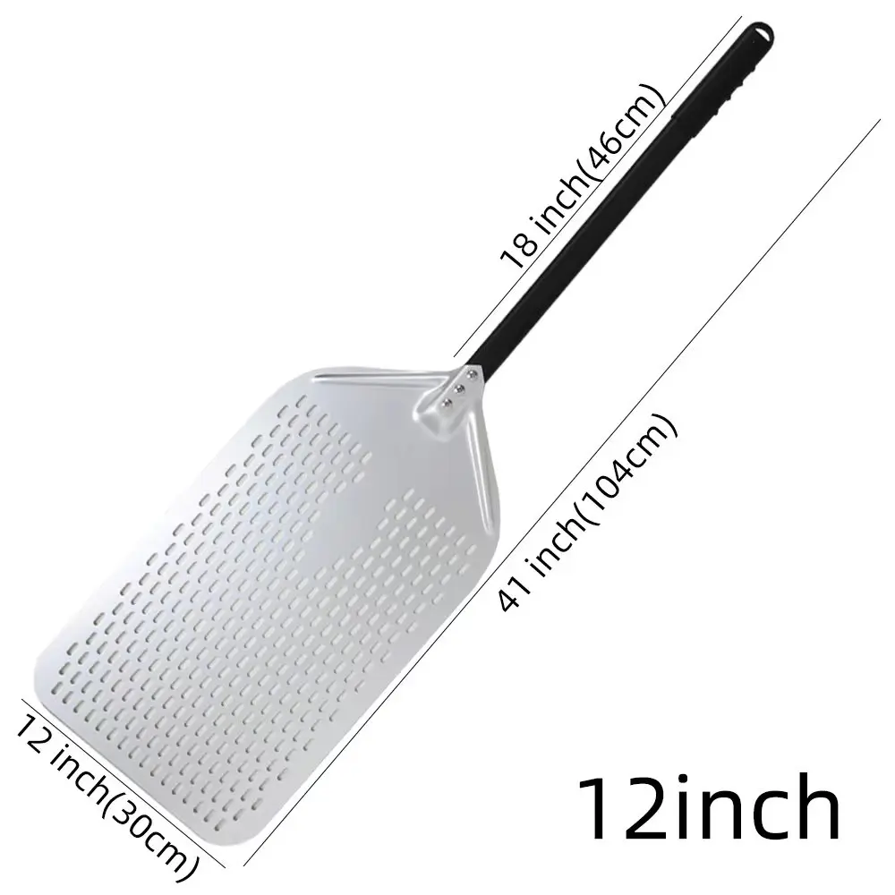 HEXINGYUAN 10 12 13 14 zoll Große Pizza Perforierte Schaufel Paddle Kurze/Lange Griff für Ofen Drehen Schälen Küche Utensilien pizza Backen Werkzeuge 3