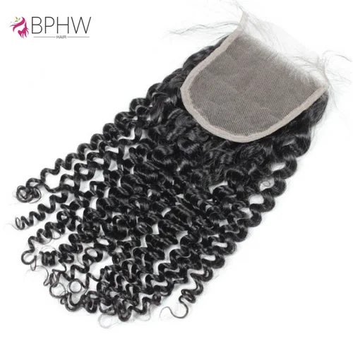 Cabello humano con cierre 12A 4x4, cierre rizado de 20 pulgadas para mujeres, cabello de bebé, cabello humano brasileño transparente, cierre Frontal de malla