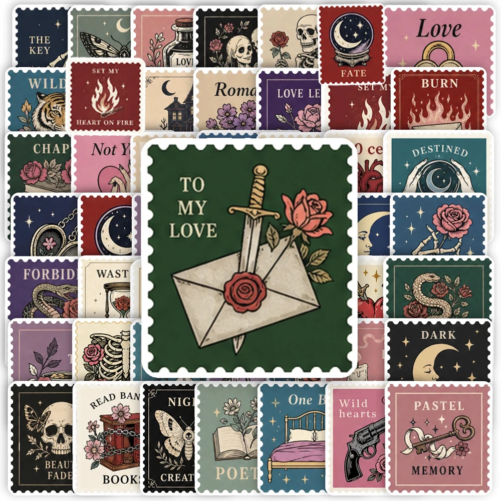 10/30/50 Cool Gothic Stamp Horror Stickers Decorative Scrapbook Helmet Scrapbooking Waterproof Vintage Style Skull Decal Packs