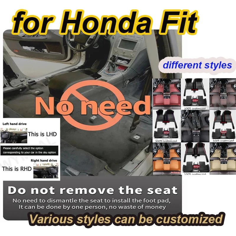 

Роскошные ковры, автомобильные коврики для Honda Fit Jazz 2007 2006 2005 2004, защита салона автомобиля