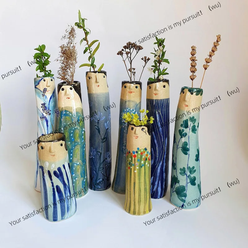 Bohemian face family vase dried flower handmade vase home resin handicraft ornament