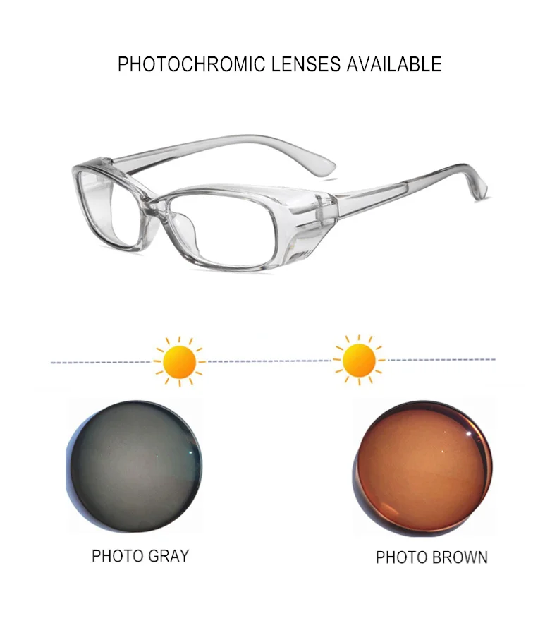 Myopie-Brille -0,5 bis -8,0 Damen und Herren, blockiert Staub, vollständig geschlossener Rahmen, kurzsichtig, verschreibungspflichtige Brillen, Astigmatismus, individuell F192 – Detail 6