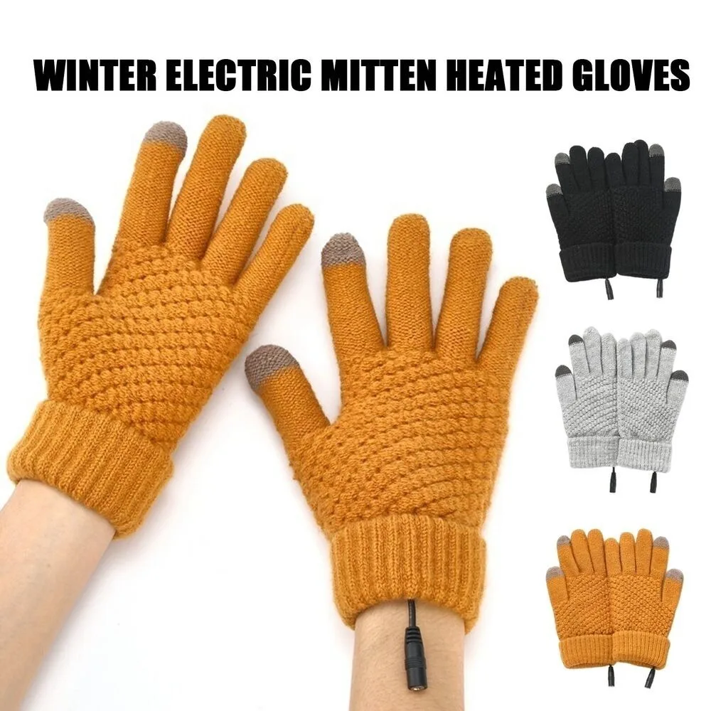 

Outdoor Riding Skiing Gloves Hand Warmer Heated Gloves Full Finger Warmer Touch Screen Knitted Gloves Winter Electric Mitten