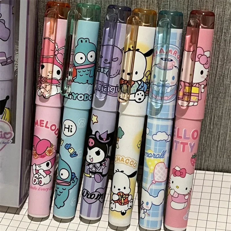 Sanrio 6/12pcs Highlighter New Lolita Series Hello Kitty Kuromi Cute Graffiti Painting Pens Classroom Markers Student Stationery