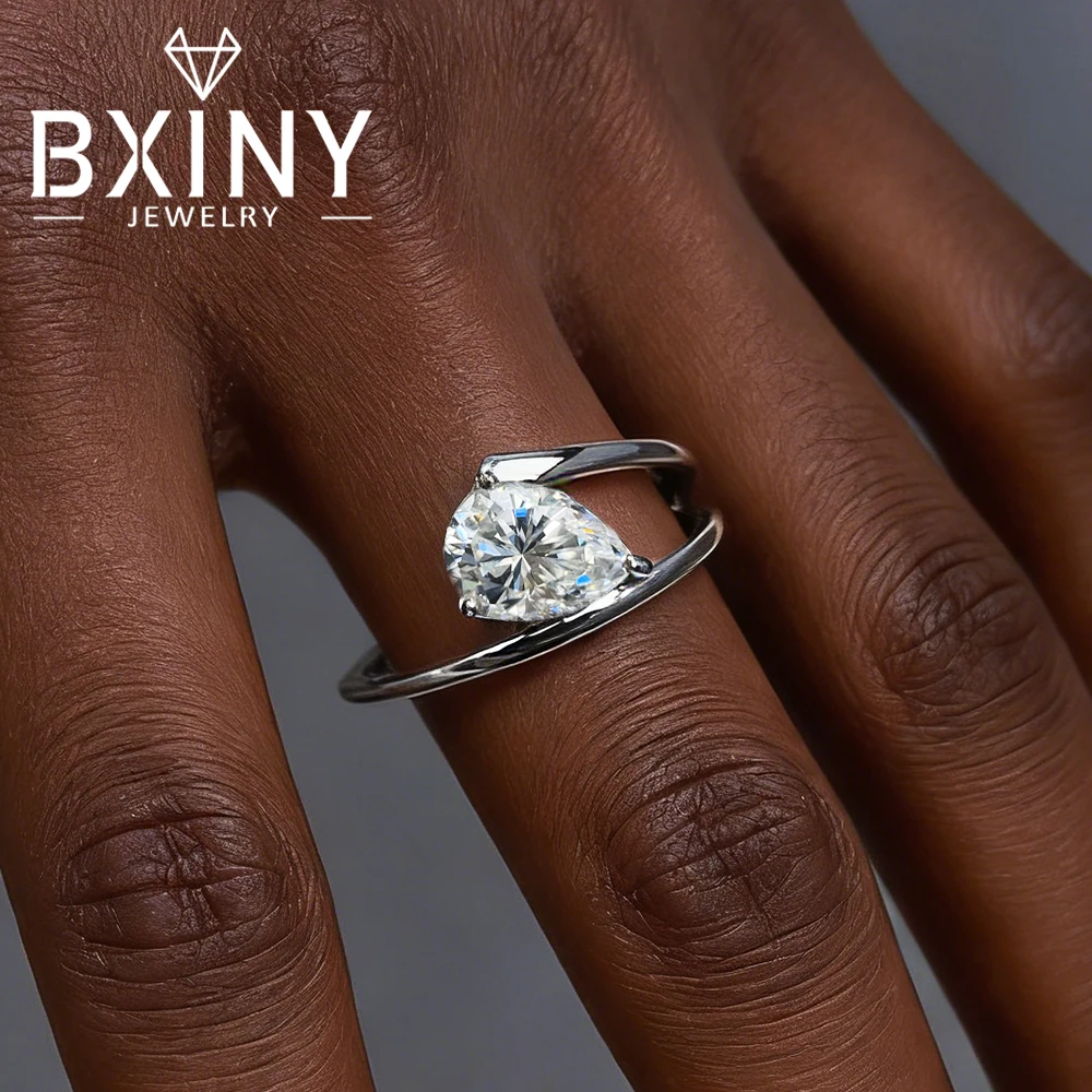 

Кольца BXINY с муассанитом грушевидной огранки 6*8 мм, из серебра 925 пробы, с одиночным камнем в форме капли, для женщин, свадебные кольца, подарки, ювелирные изделия