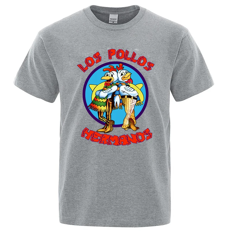 Summer Men's High Quality LOS POLLOS Hermanos Funny Printed T-Shirt Casual Cotton Breathable Tshirt Chicken Brothers Tees Top
