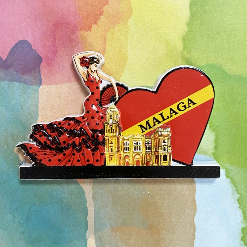 

Spain Malaga 3D Resin Cute Flamenco Dancer & Cathedral Fridge Magnets - Decorative Refrigerator Magnets for Home
