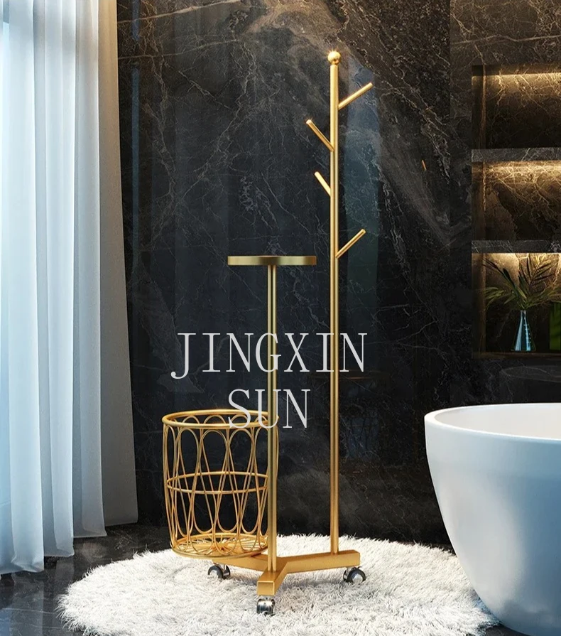 Bathroom Clothes Rack Metal Storage Place Saving Movable Clothes Rack Aesthetic with Wheel Perchero De Pie Modern