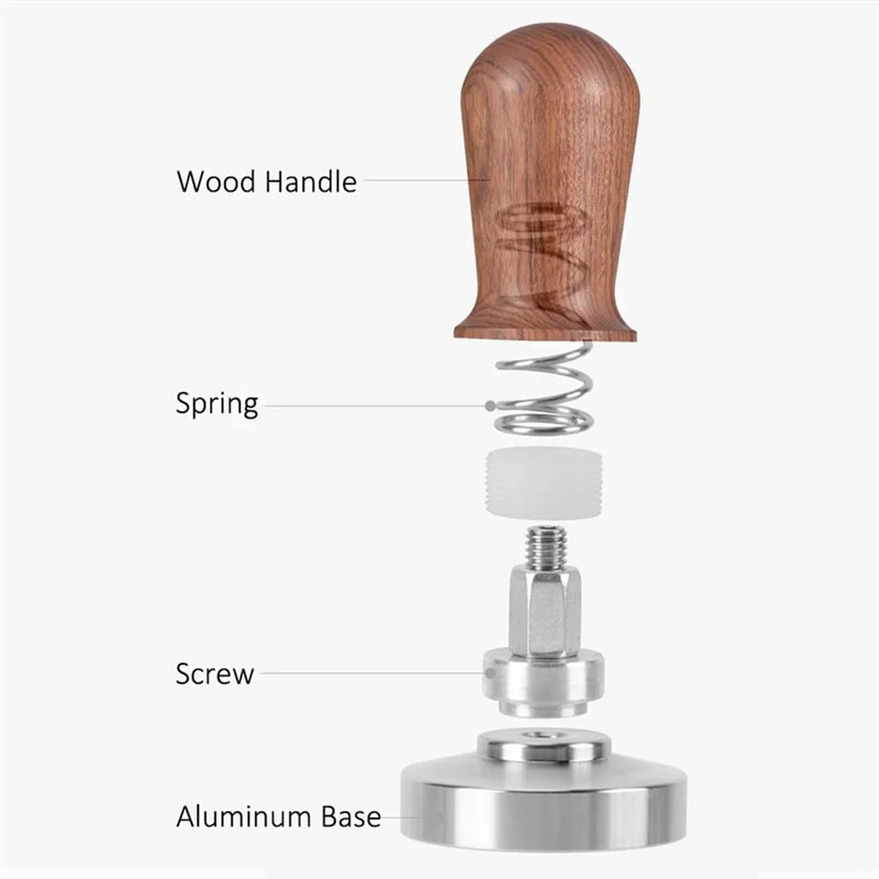 YLS-58Mm Espresso Tamper And Stirrer Set Coffee Calibrated Tamper Wooden Handle Press And WDT Tool Accessories