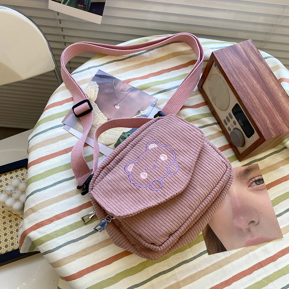Corduroy Bear Crossbody Bag 4