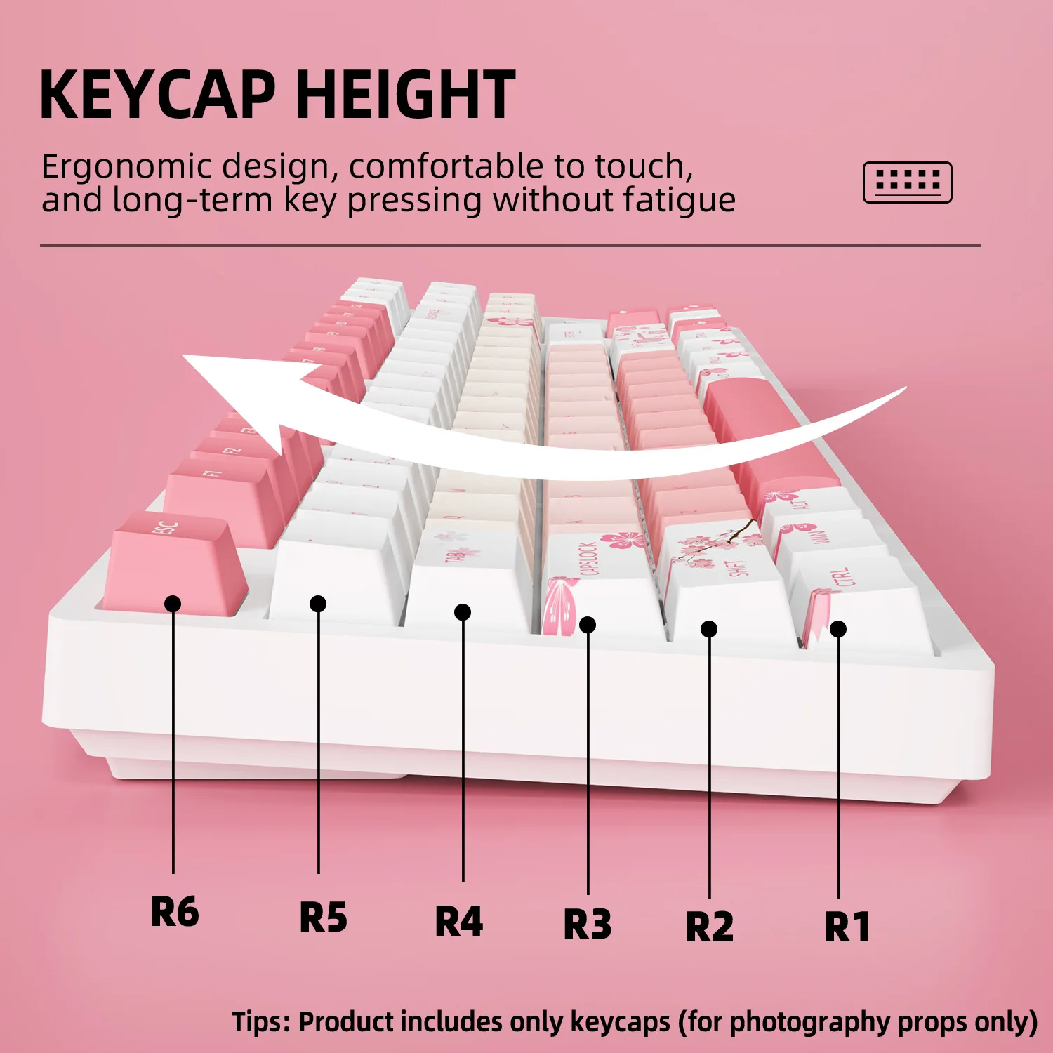 Pink Cherry Blossom Key Caps 109 Keys for 60% 75% TKL 96% 100% Mechanical Keyboard Cherry Profile PBT