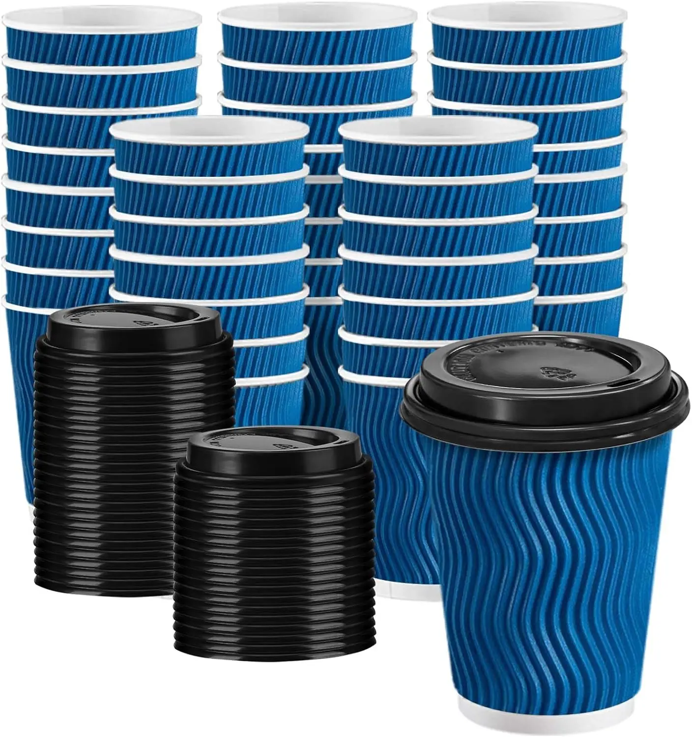 

100Pack 10 oz Disposable Coffee Cups with Lids, To Go Paper Coffee Cups with Lids, Insulated Hot Cups for Hot and Cold B