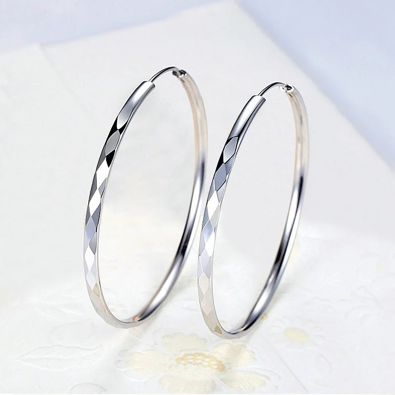 5 cm Durchmesser 925 Sterling Silber Ohrringe Klassisch für Frauen Luxus Hochzeit Verlobung Schmuck Creolen Party Geschenke
