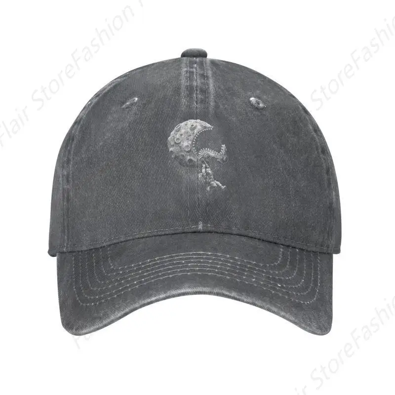 Custom Cotton Crescent Moon Baseball Cap Women Men Adjustable Astronaut Dad Hat Sports