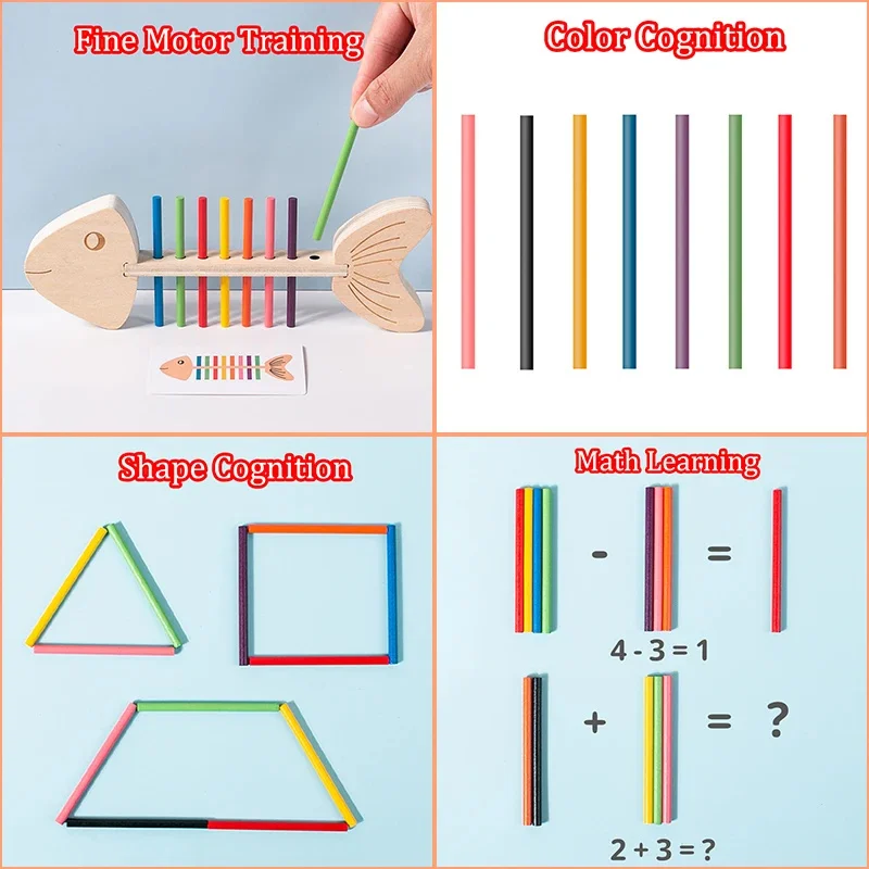 Montessori Color Matching Sensory Toys Wooden Balance Stick Fine Training Game Puzzle Toy For Boys Girls Birthday Christmas Gift
