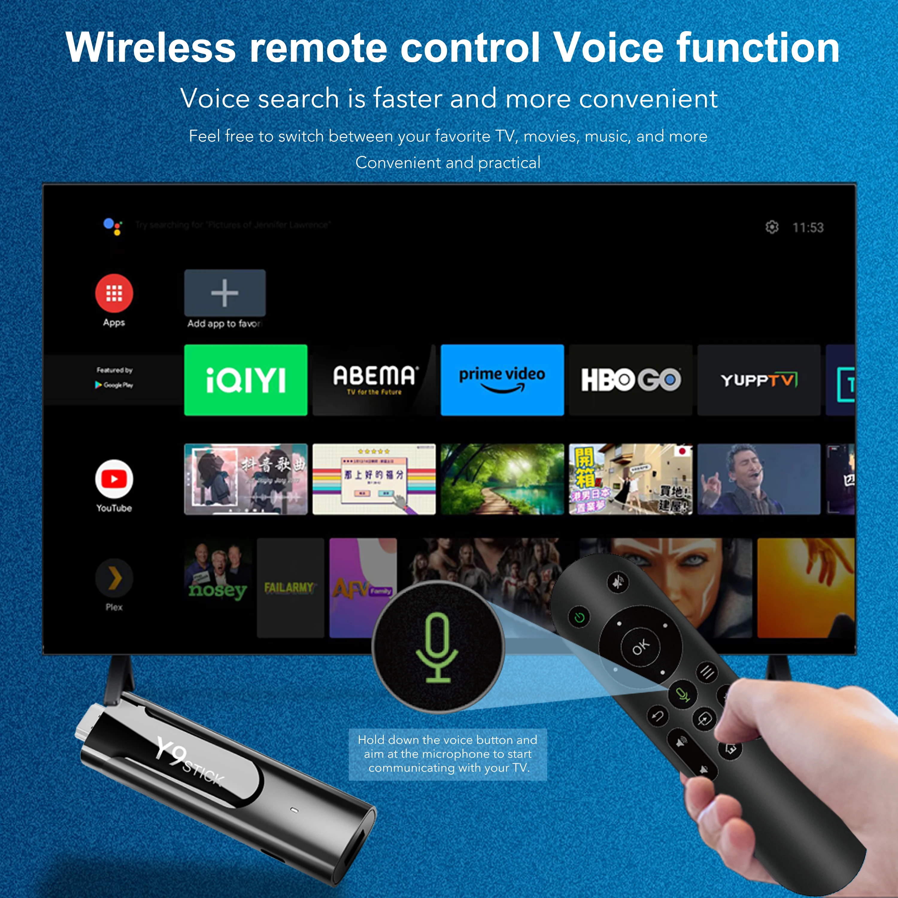 M98 Y9 Smart TV Stick Android 11 2023 Amlogic S905 Y2 Voice Remote Control HD 4K 3D 2GB 16GB Dual WiFi 2.4G 5.8G Iptv TV Box