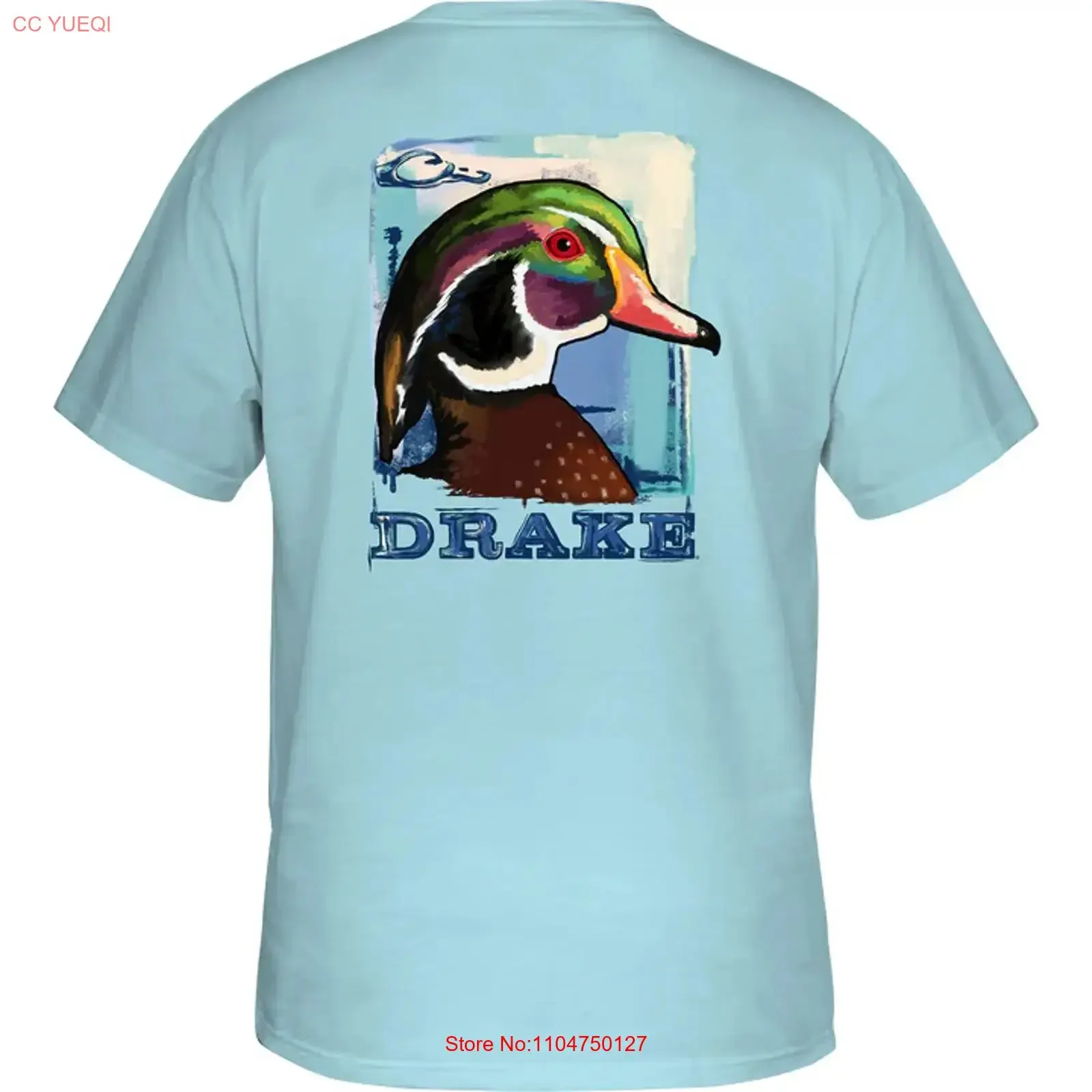 Drake Waterfowl Mens Pocket T Shirt Watercolor Wood Duck  Design vintage Washed Soft fashion graphic designer clothes