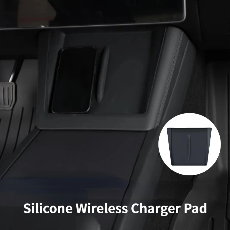 For Tesla New Model 3 Highland 2024 Wireless Charging Pad Silicone Non-Slip Mat Central Control Wireless Charger Pad Accessories