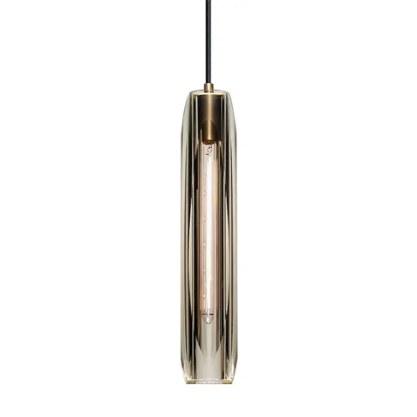 Postmodern Crystal Pendant Lights for Bedroom Bedside Hotel Mirror Gray Hanging Lamp Bathroom Ceiling Chandeliers Decoration