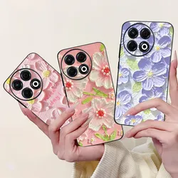 For Tecno Spark 30 KL6 Case Spark 30 Pro KL7 Cover Fashion Flower Soft Black Silicone Phone Case For Tecno Spark30 Pro 2024 Etui