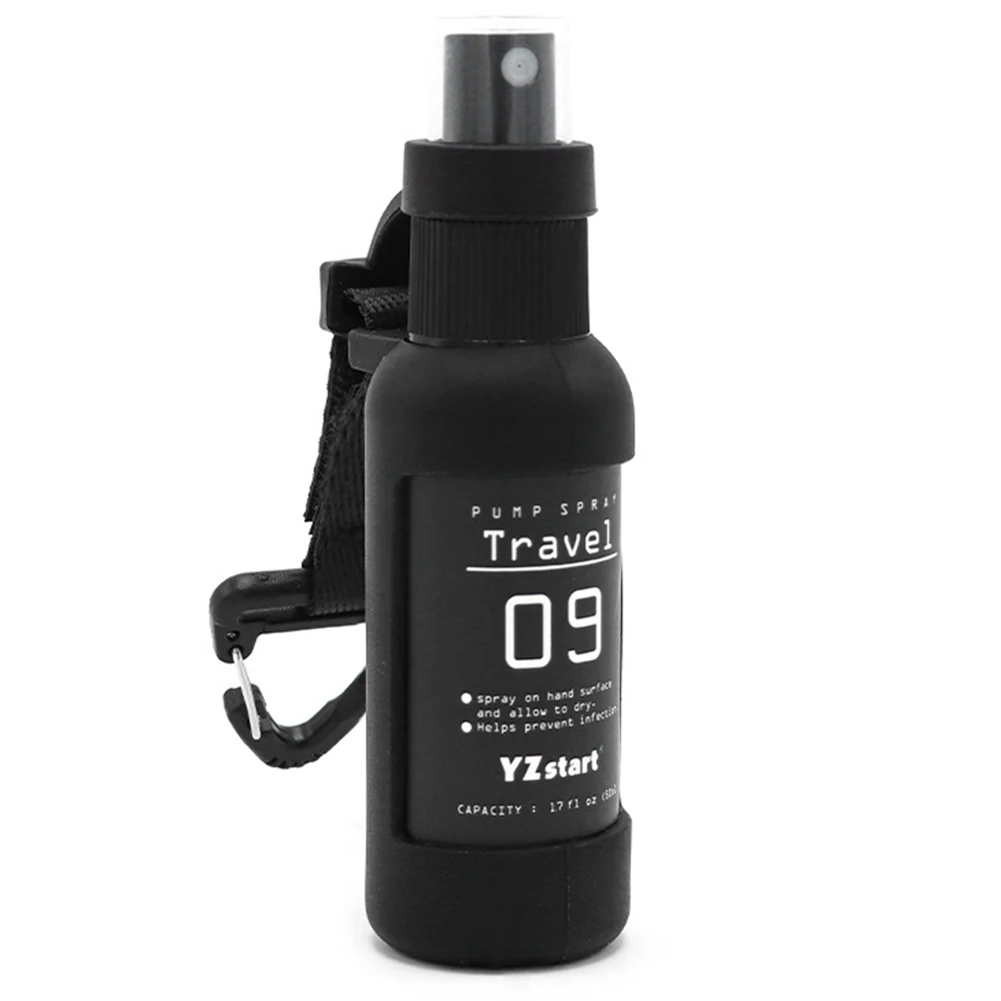 50ml Alcohol Spray Bottle Liquid Containers Mini Fine Mist Spray Bottles Leak Proof with Tactical Hook Strap for Camping