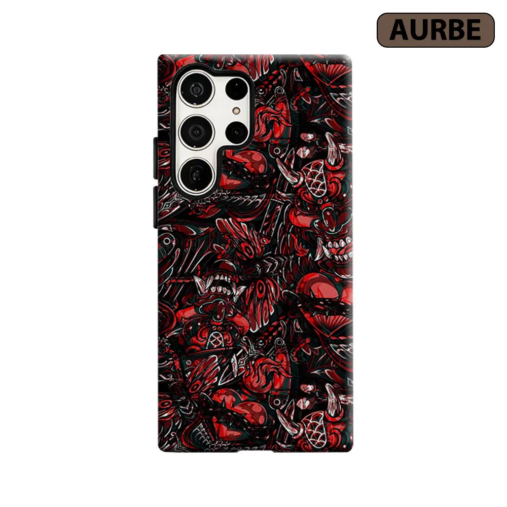 Red Oni Skull Phone Case For Samsung Galaxy S26 S25 S24 S23 Ultra Plus HD Hard Double Layer Film Cover