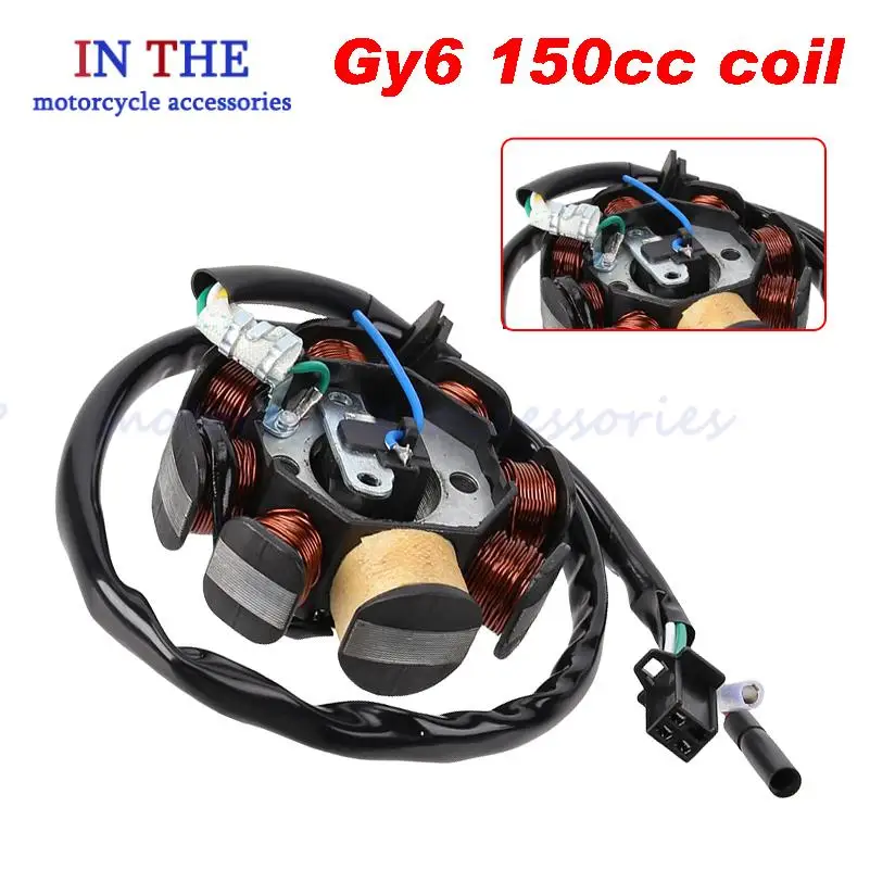 

Motorcycle Stator Ignition Coil Magneto 8 Coils for GY6 125cc 150cc 152QMI 157QMJ Chinese Scooter Moped ATV Kart Quad Engine