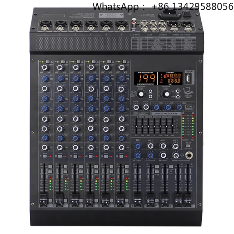 High Quality 6-channel Audio Mixer FIX-6 with 199 Effects and USB Playback Function
