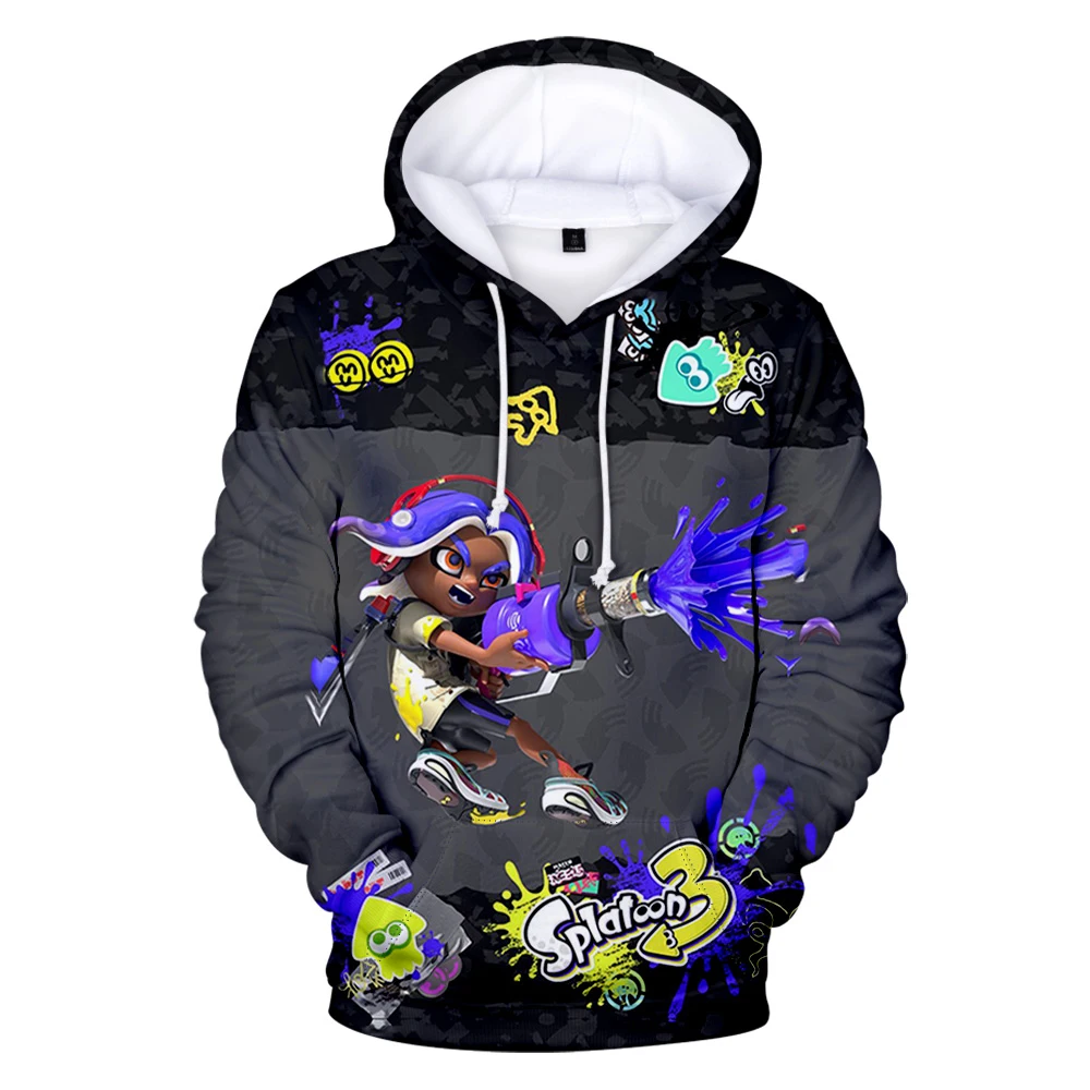 Splatoon 3 Game uniseks lengan panjang kaus Pria Wanita Hoodie permainan baru pakaian 3D