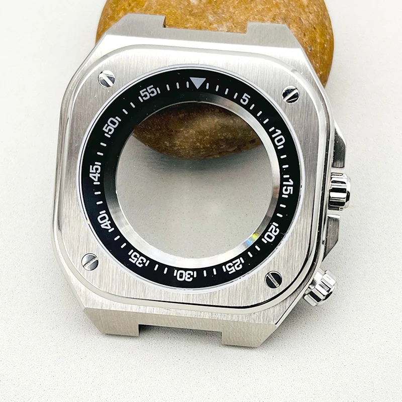 

42mm Modify New Design Rotatable Chapter Ring Square Watch Cases Sapphire Crystal Glass Fits Seiko NH35 NH36 4R36 Movement Watch