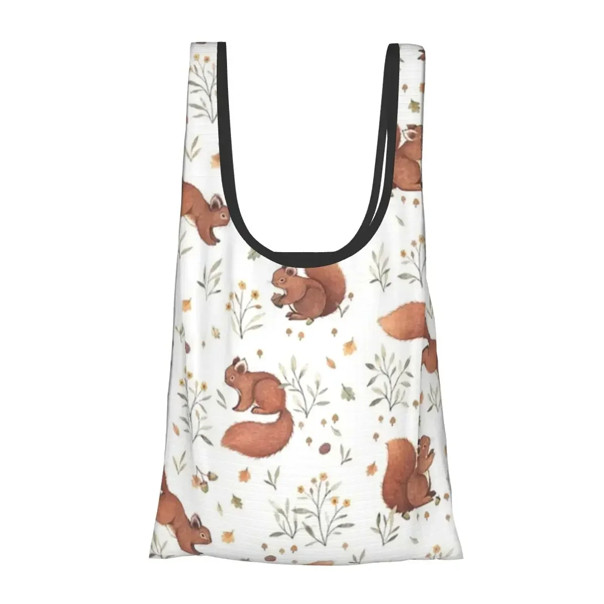 Cute Squirrels Portable Tote Shopping Bags Reusable Shopper Bag Grocery Handbag Shoulder Bag
