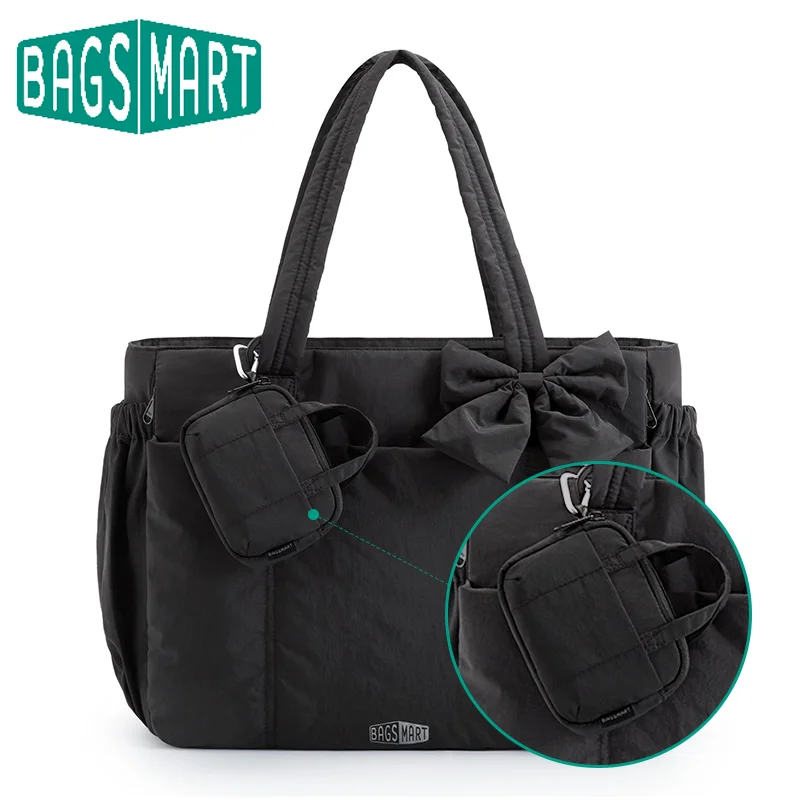 

BAGSMART школьная сумка-тоут для женщин большая вместительная сумка через плечо для работы в колледже, прочная сумка для ноутбука