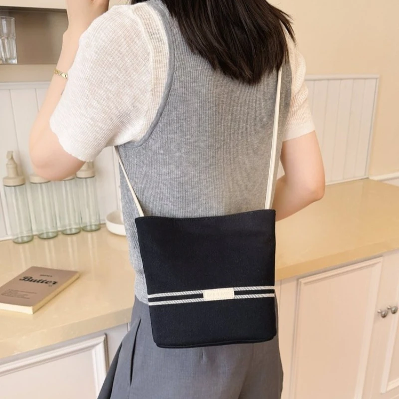Multi-Color Canvas & Leather Trimmed Shoulder Bag, Casual Style for Daily Errands, Weekend Trips, and Outdoor Activities