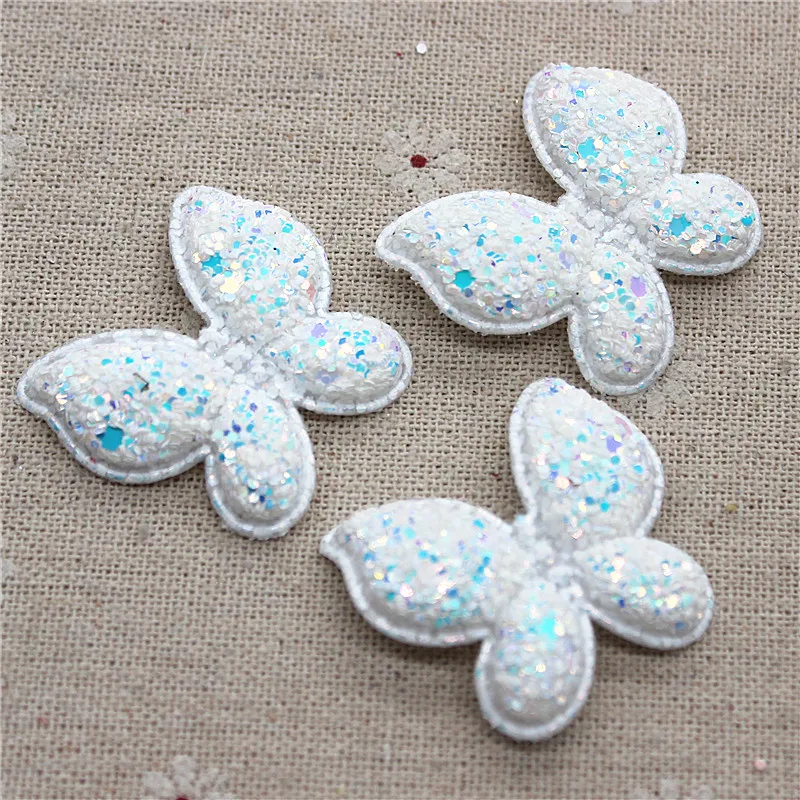 12pcs Bling Slap-up Butterfly PU Patches Glitter Felt Appliques For Clothes Sewing Supplies DIY Craft Hair Bow Center