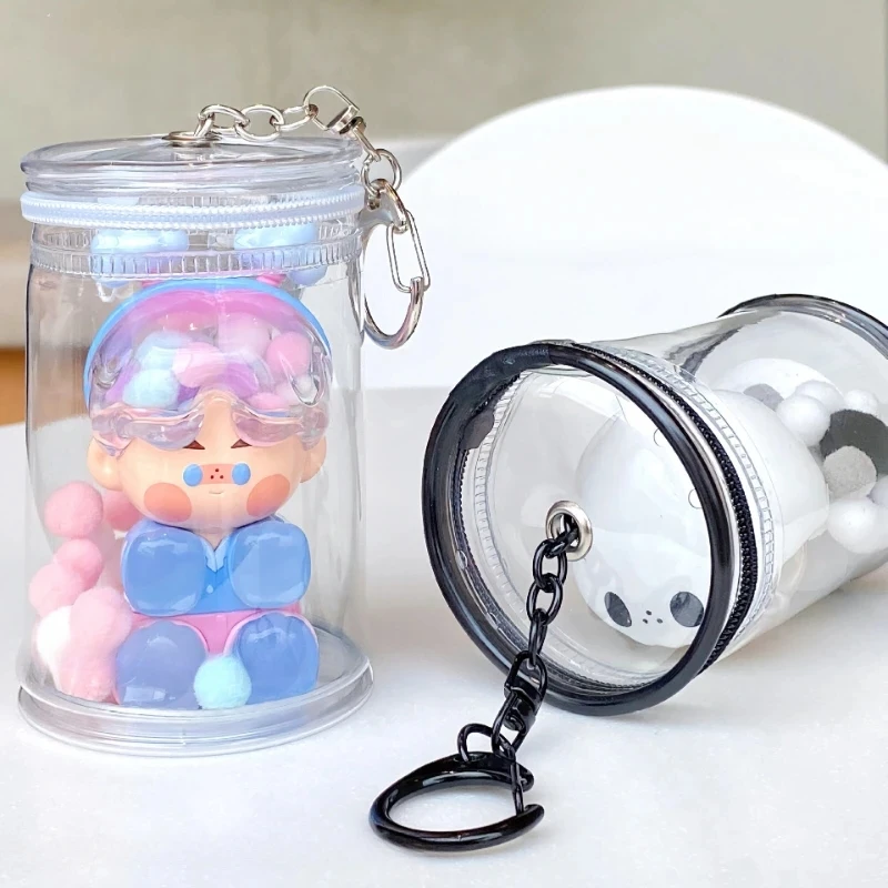 Creative Thicken Transparent Keychain For Doll Display Storage Bag Kawaii Girls Bag Pendant Protect Mystery Toy Storage Case