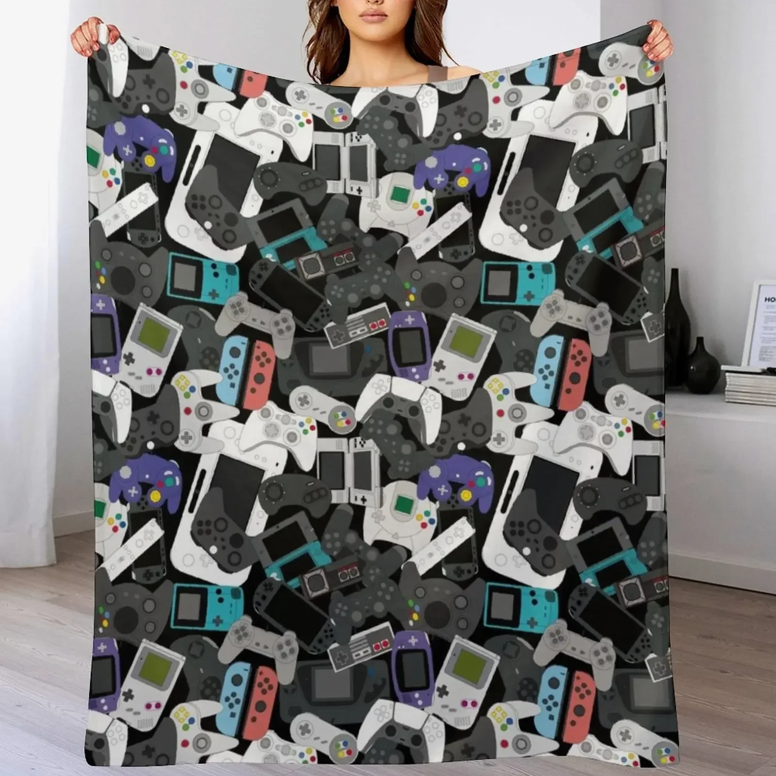 GAMER CONTROLLER ALL Throw Blanket Kid'S Decorative Beds bed plaid Blankets For Bed Blankets