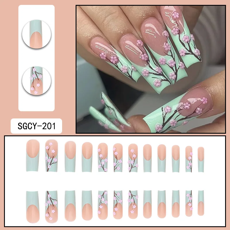 Fashionable Set Of 24 Rectangle Shaped Black French Nail Tips With Glitter & Silver Butterfly Rhinestone Decoration