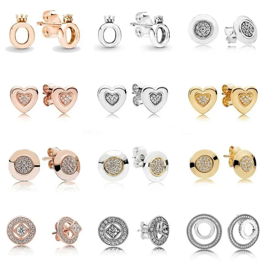 Pendientes de plata de ley 925 auténtica con forma de corazón y cristal para mujer, joyería pandora, regalo de boda