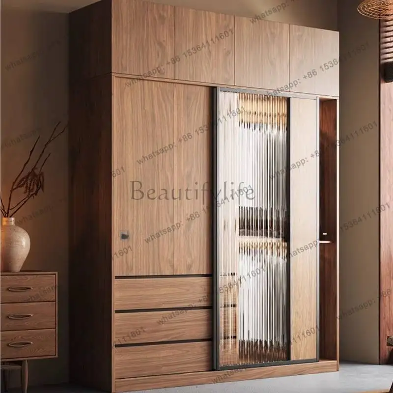 LJY Luxury Decoration Wardrobes Japanese Style Cheap Wooden Storage Wardrobes Space Saving Bedroom Armadio Guardaroba Furniture