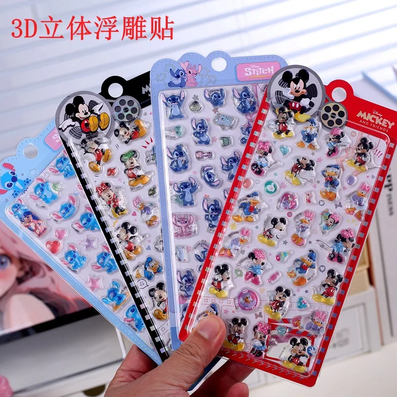 

10pcs Disney 3d Raised Relief Stickers For Hand Journal Diy Craft Decor Anime Fans Sewing Mickey Mouse Anime Character Stickers