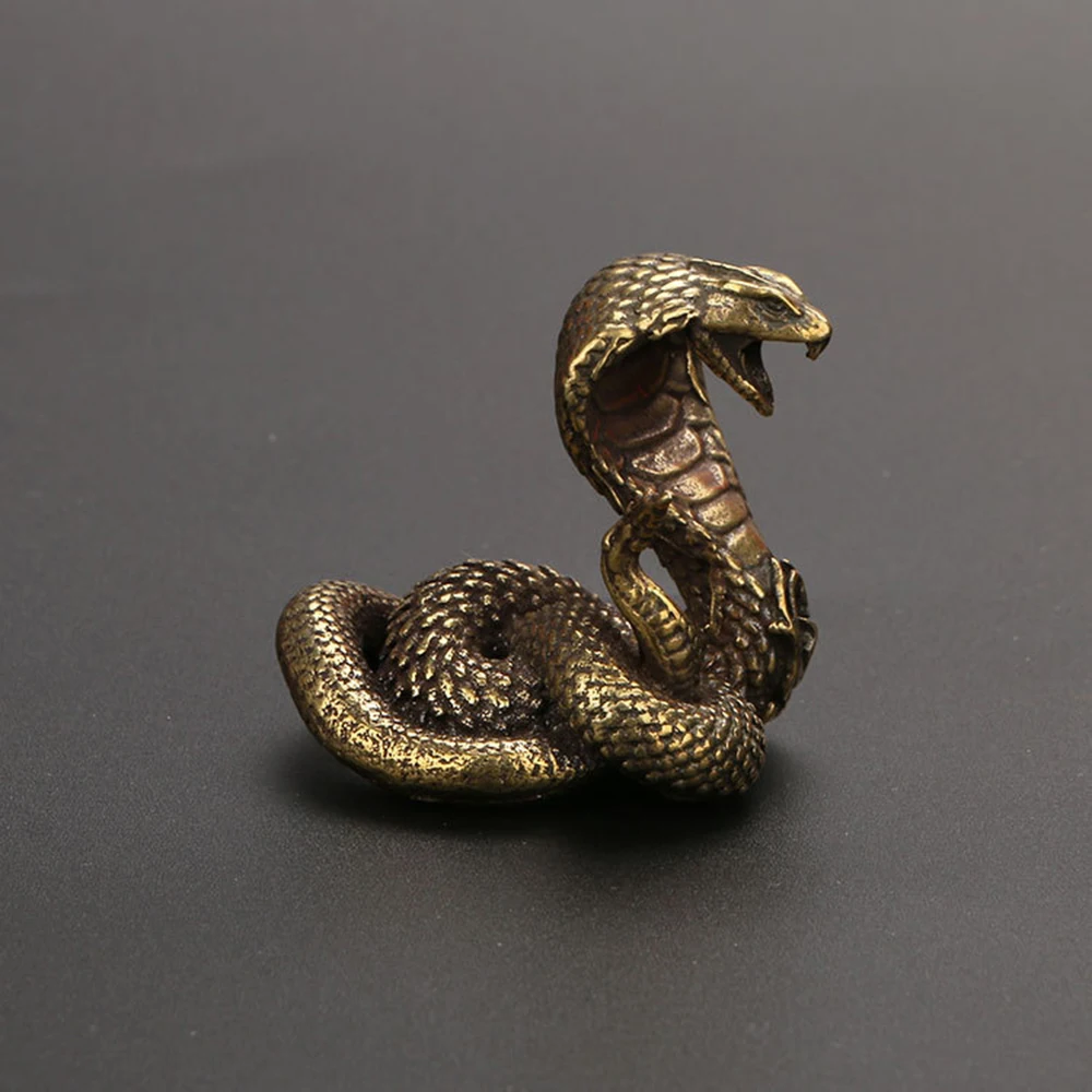 Antique Bronze for cobra Statue Ornament Snake Miniature Figurines Copper Desktop Decoration Tea Pets Decor Accessories Craft